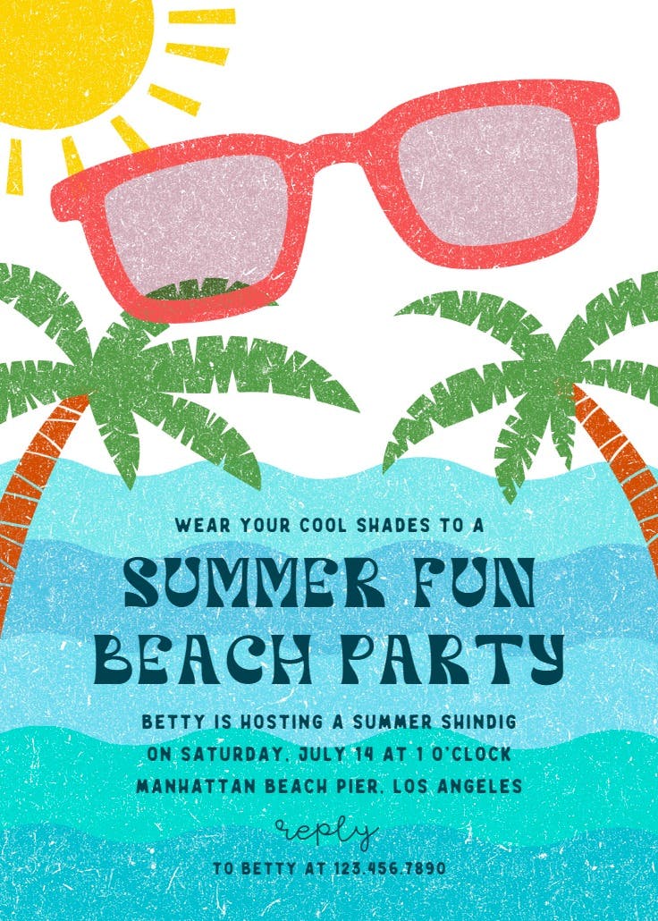 Beach party invites discount